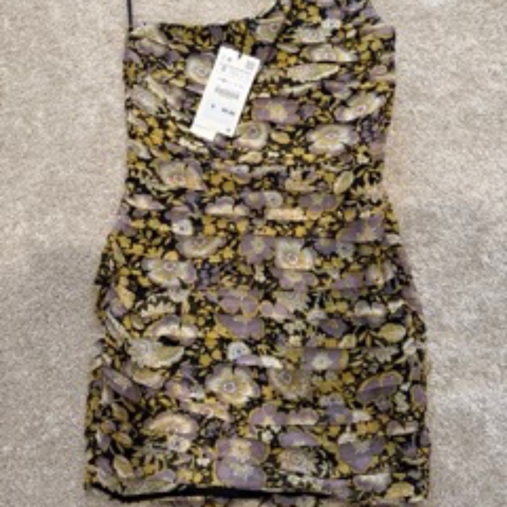 Zara Floral Off The Shoulder Dress Size Small New With Tags